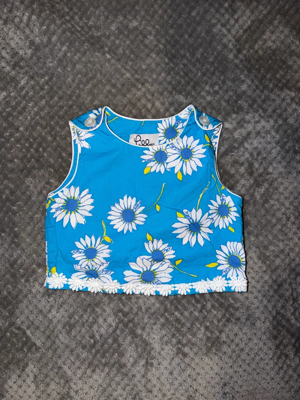 Lilly Pulitzer Bright Blue Daisy Trim Crop Top